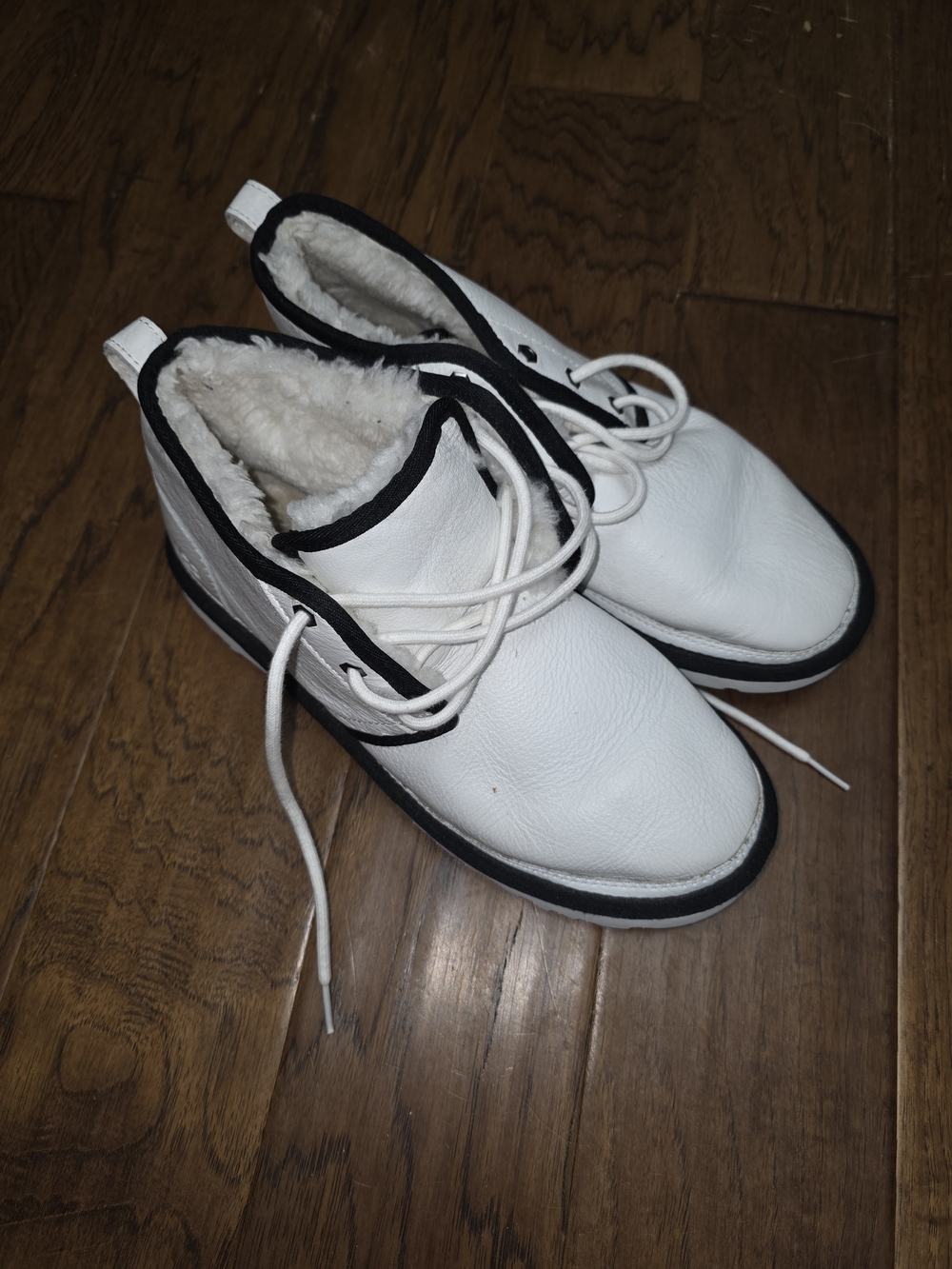 UGG White Chukka Boots with Black Trim
